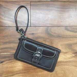 Coach Brown Leather Wristlet